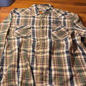 Multicolor rolling paper button down shirt